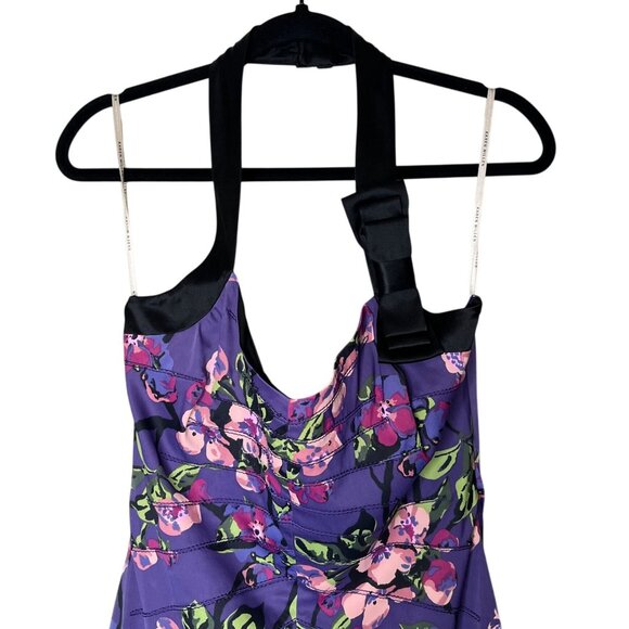 Karen Millen Purple Floral Halter Dress US 10 NWT - Picture 12 of 14